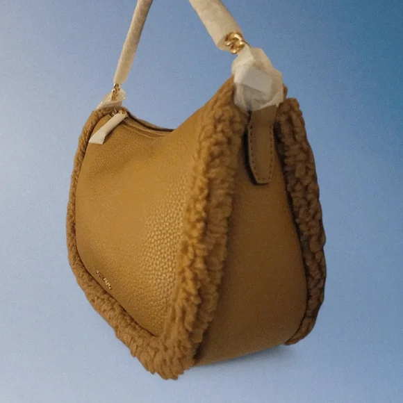 Michael Kors Carmela CrossBody Bag Chain Leather Shearling Faux Fur Trim NWT - Picture 3 of 15